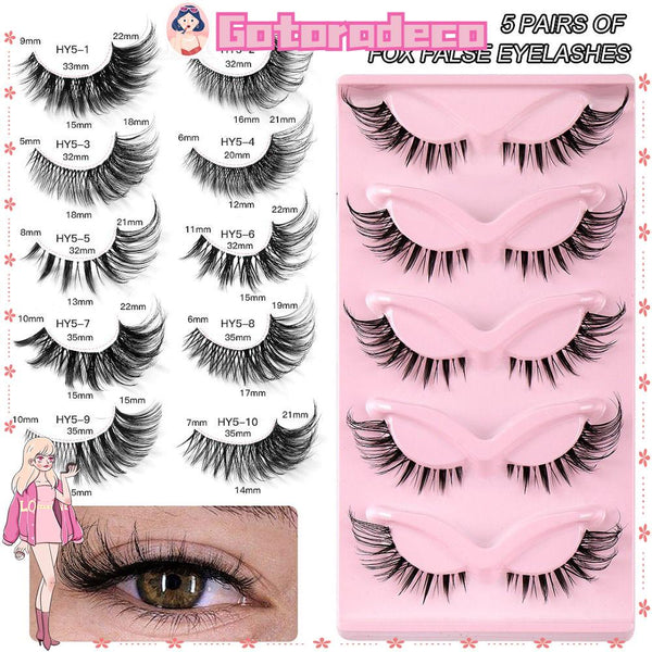 10 paires de faux cils naturels effilés Asiteo
